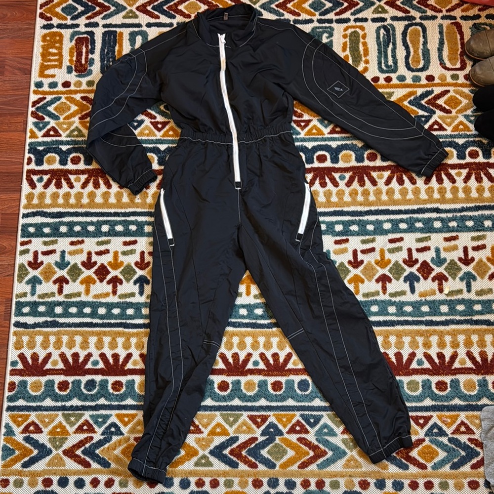 Black Jumpsuit with White Accents